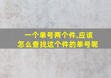 一个单号两个件,应该怎么查找这个件的单号呢