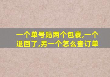 一个单号贴两个包裹,一个退回了,另一个怎么查订单