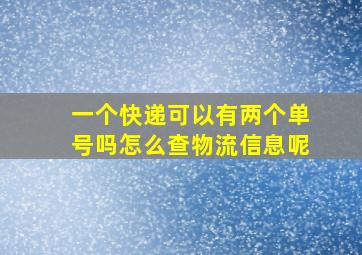 一个快递可以有两个单号吗怎么查物流信息呢