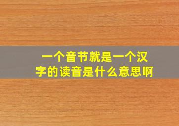 一个音节就是一个汉字的读音是什么意思啊