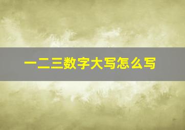 一二三数字大写怎么写