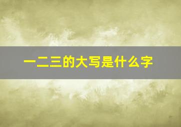 一二三的大写是什么字