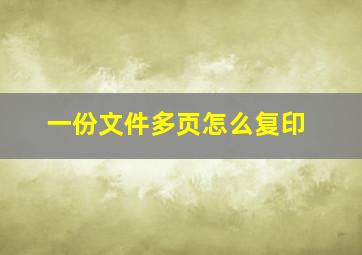 一份文件多页怎么复印