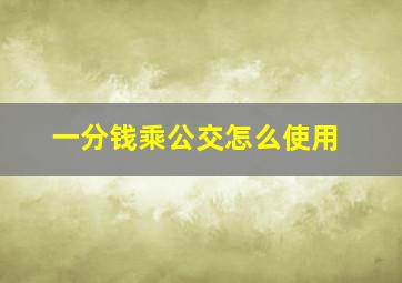 一分钱乘公交怎么使用