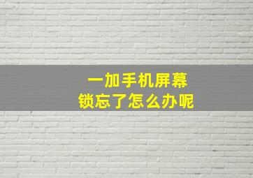 一加手机屏幕锁忘了怎么办呢