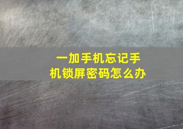 一加手机忘记手机锁屏密码怎么办