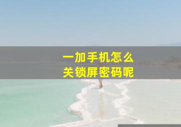 一加手机怎么关锁屏密码呢