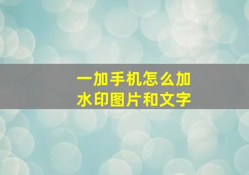 一加手机怎么加水印图片和文字