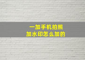 一加手机拍照加水印怎么加的