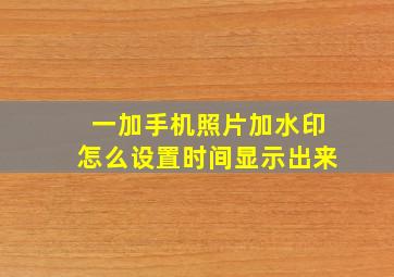 一加手机照片加水印怎么设置时间显示出来