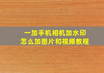 一加手机相机加水印怎么加图片和视频教程