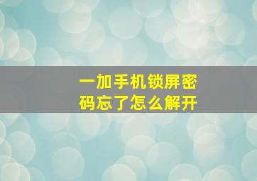 一加手机锁屏密码忘了怎么解开