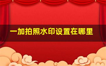 一加拍照水印设置在哪里