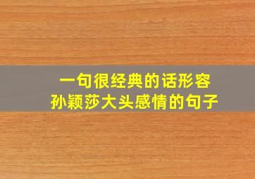 一句很经典的话形容孙颖莎大头感情的句子