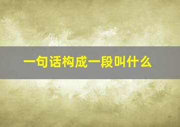 一句话构成一段叫什么