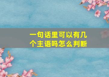 一句话里可以有几个主语吗怎么判断