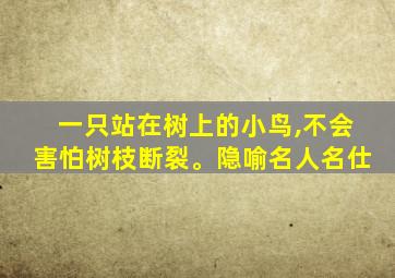 一只站在树上的小鸟,不会害怕树枝断裂。隐喻名人名仕