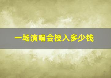 一场演唱会投入多少钱