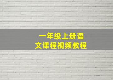 一年级上册语文课程视频教程