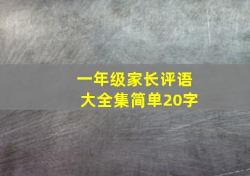 一年级家长评语大全集简单20字