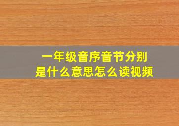 一年级音序音节分别是什么意思怎么读视频