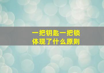 一把钥匙一把锁体现了什么原则