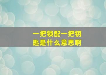 一把锁配一把钥匙是什么意思啊