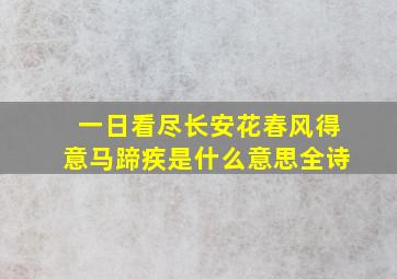 一日看尽长安花春风得意马蹄疾是什么意思全诗