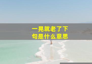 一晃就老了下句是什么意思