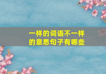 一样的词语不一样的意思句子有哪些