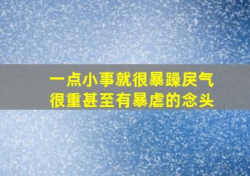 一点小事就很暴躁戾气很重甚至有暴虐的念头