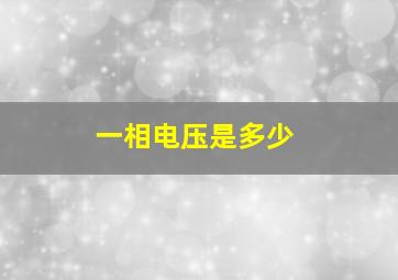 一相电压是多少