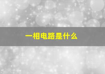 一相电路是什么