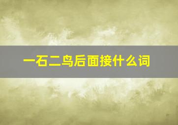 一石二鸟后面接什么词