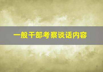 一般干部考察谈话内容