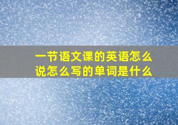 一节语文课的英语怎么说怎么写的单词是什么