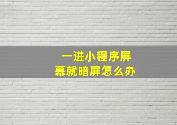 一进小程序屏幕就暗屏怎么办