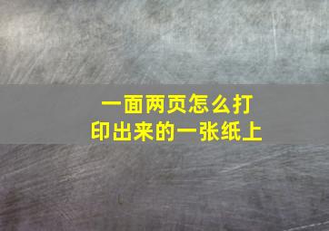 一面两页怎么打印出来的一张纸上