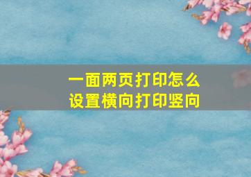 一面两页打印怎么设置横向打印竖向