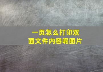 一页怎么打印双面文件内容呢图片