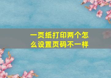 一页纸打印两个怎么设置页码不一样