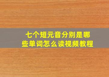 七个短元音分别是哪些单词怎么读视频教程