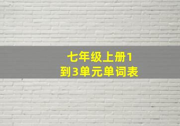 七年级上册1到3单元单词表