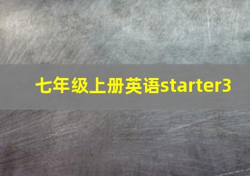 七年级上册英语starter3