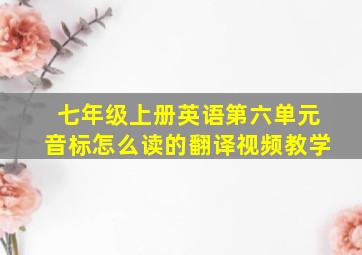 七年级上册英语第六单元音标怎么读的翻译视频教学