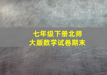 七年级下册北师大版数学试卷期末