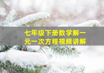 七年级下册数学解一元一次方程视频讲解