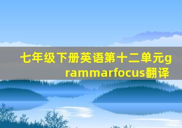 七年级下册英语第十二单元grammarfocus翻译