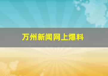 万州新闻网上爆料