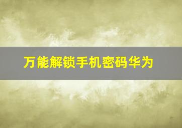 万能解锁手机密码华为